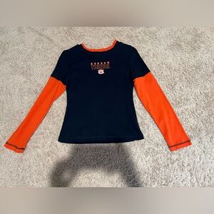 Women’s Auburn Tigers Navy and Orange Long Sleeve Shirt Size L